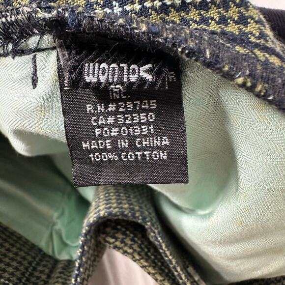 Volcom Gals Vintage Y2K Vatican Low Rise Pants Green & Brown Houndstooth - Picture 5 of 5